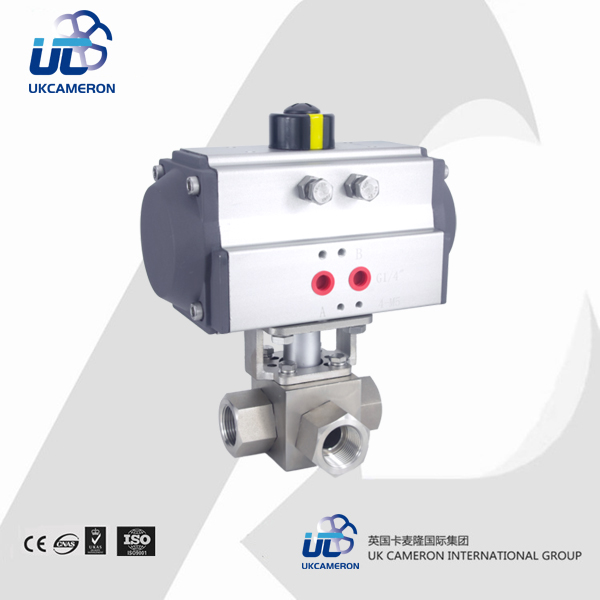 進口氣動高壓三通螺紋球閥